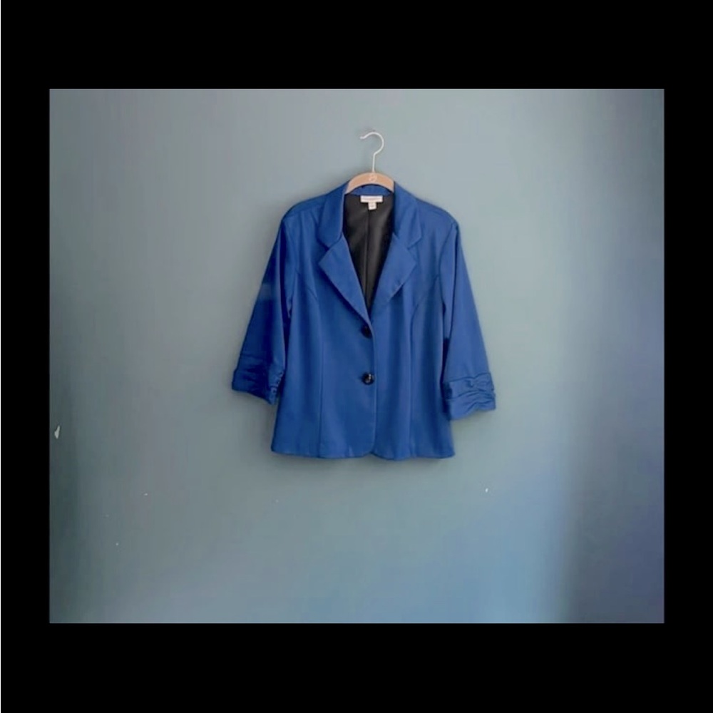 Dressbarn‎ royal blue 3/4 sleeve blazer jacket women's size large